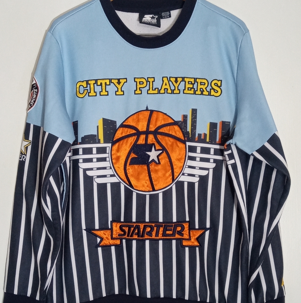 Starter Black Label City Players Blue and Black Sweatshirt - Picture 1 of 8